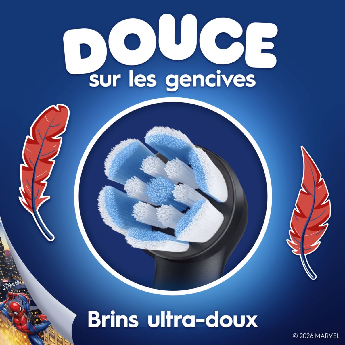 Brossette dentaire Gentle Care Spiderman x3 couleur unique, ORAL B