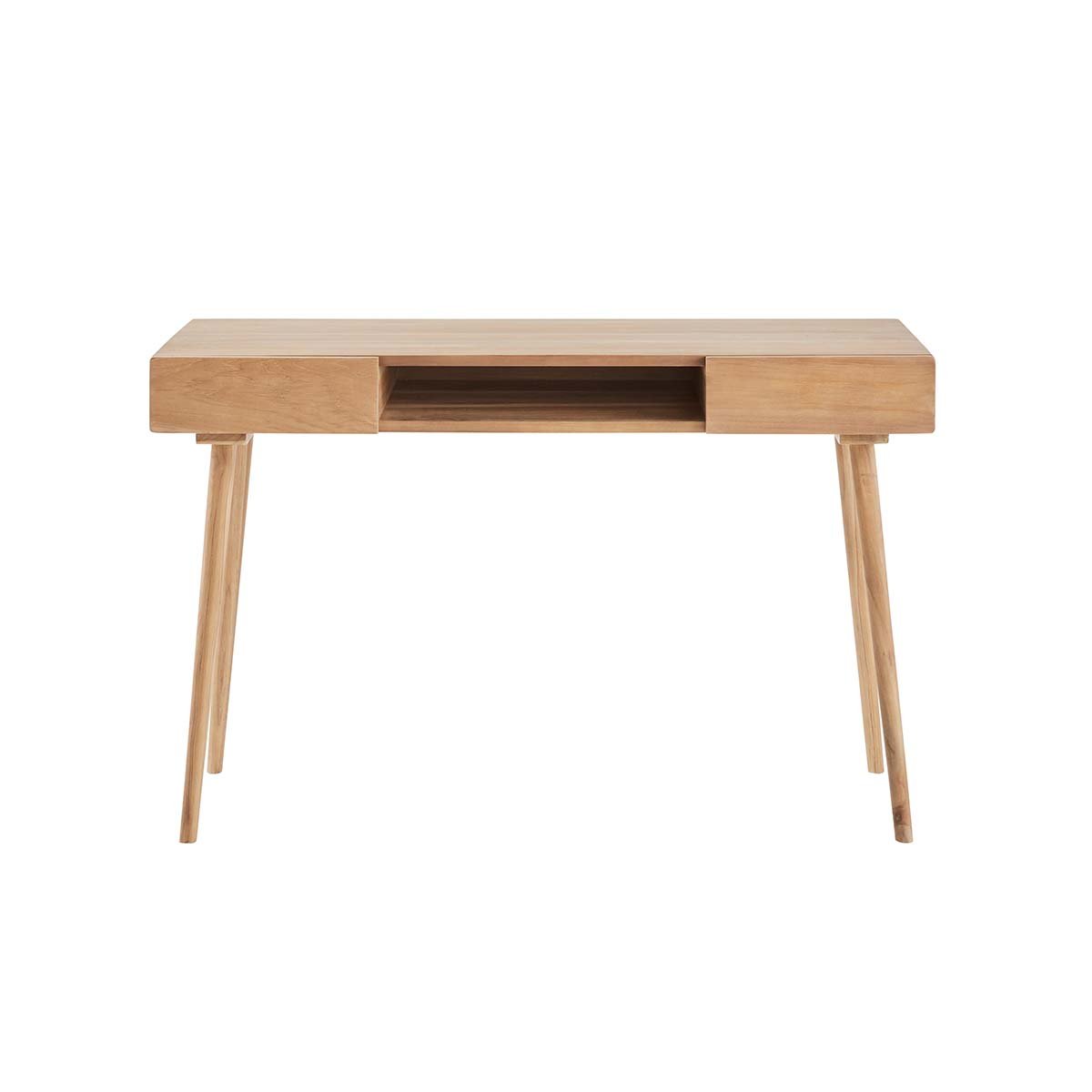 Bureau en bois de teck 120 cm 2 tiroirs ISAURE naturel, BERAH GETAH