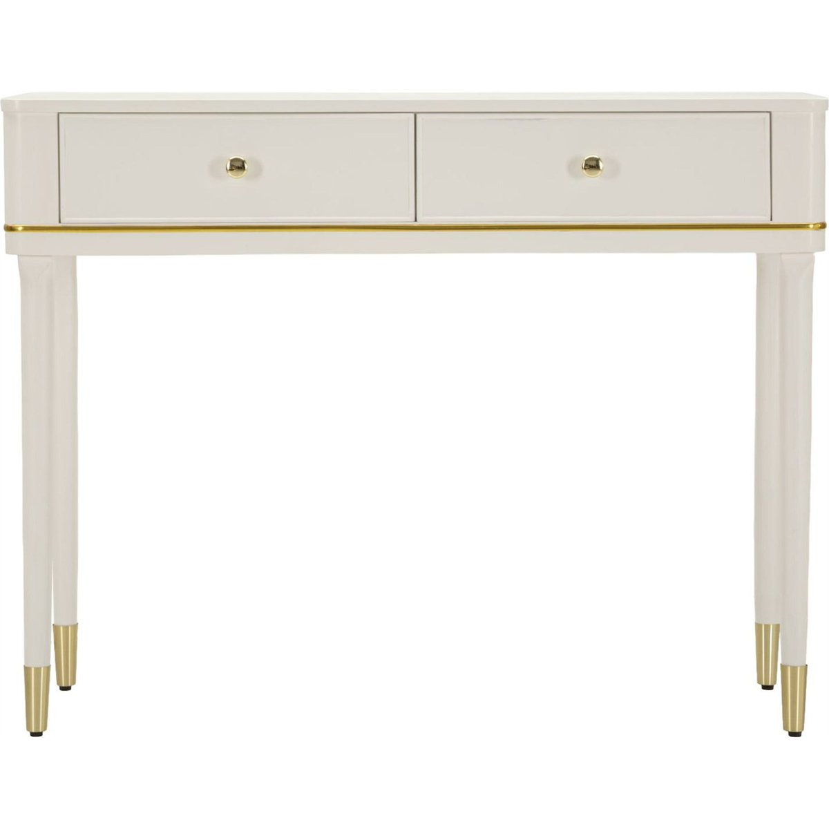 Console pin 2 tiroirs Made in italy SHABBY blanc et doré, RECOLLECTION