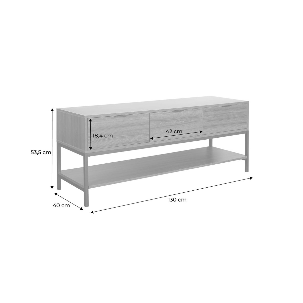 Meuble TV décor noyer 3 tiroirs 130cm WALNUT noyer, SWEEEK