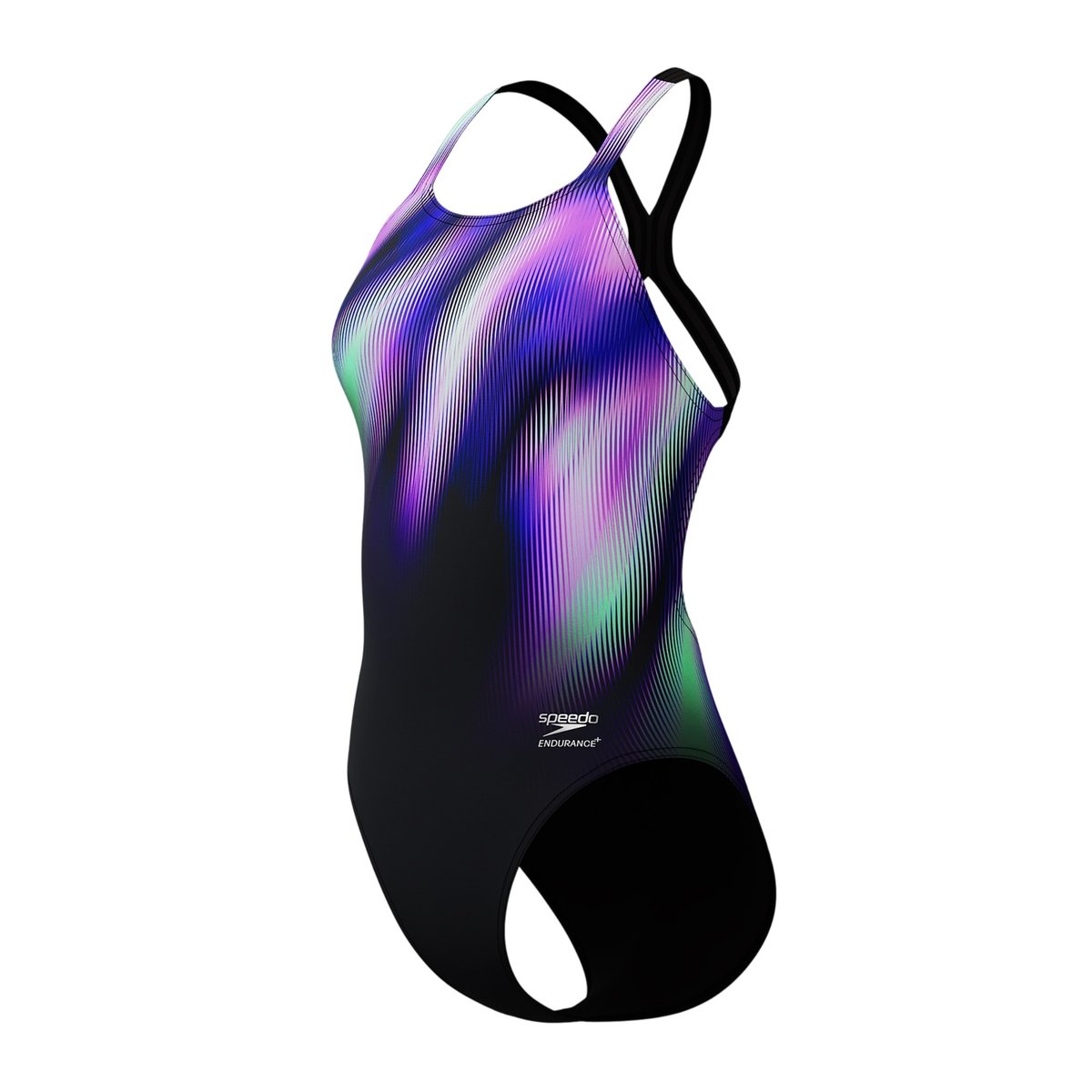 Maillot de bain 1 pièce motif/style imprimé PLACEMENT noir, SPEEDO