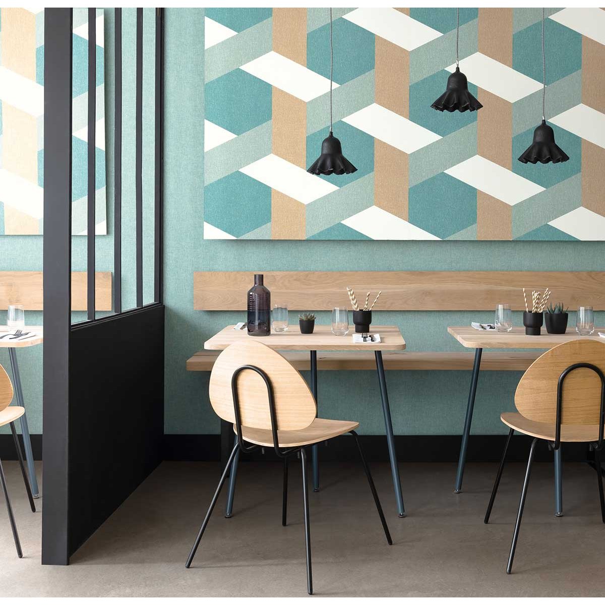 Tapisserie murale trame bleu, HEXOA