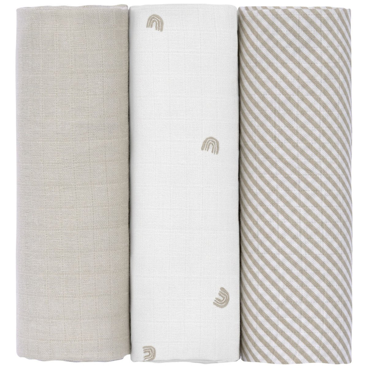 Lot de 3 langes olive, blanc, LASSIG
