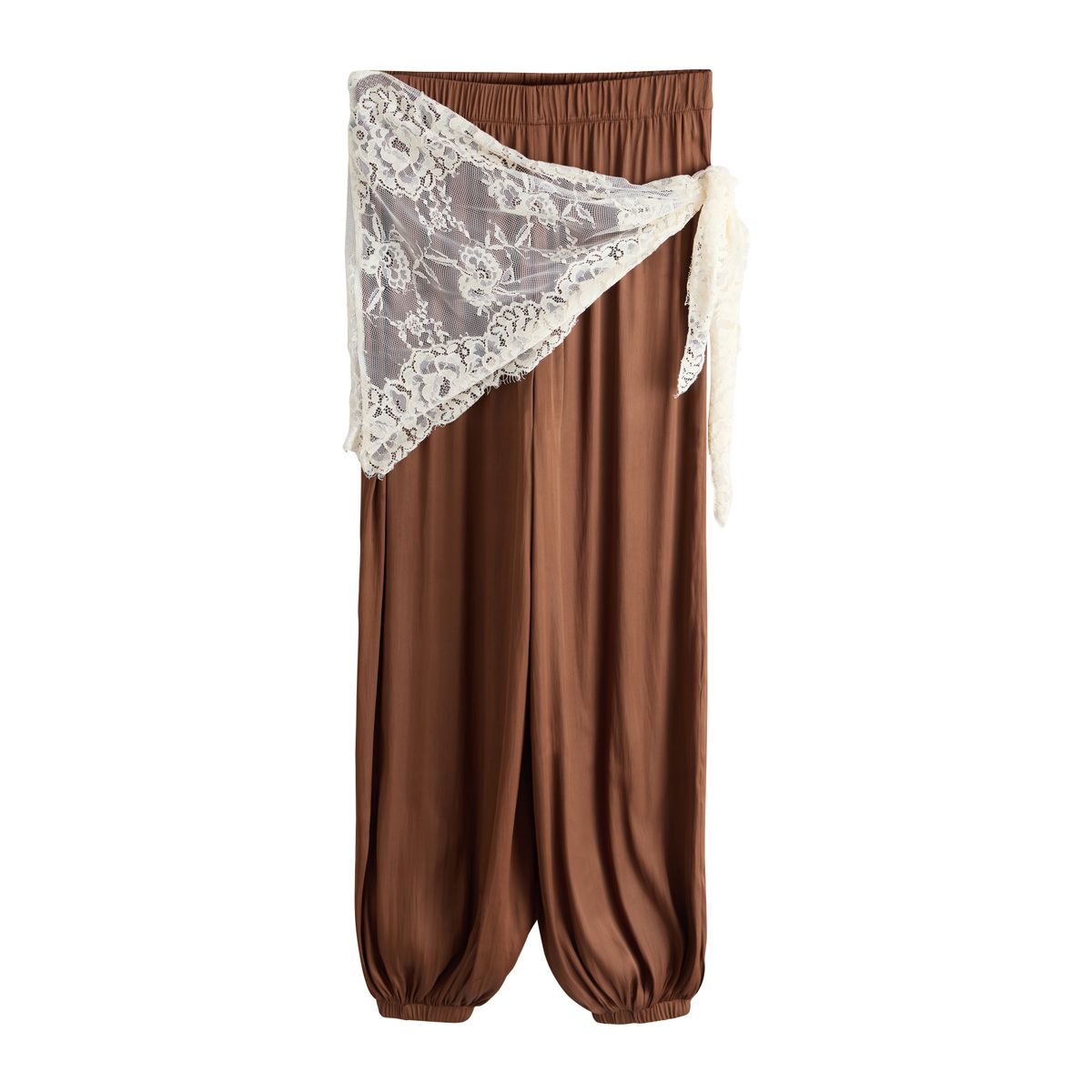 Pantalon bouffant avec foulard en dentelle marron rouille, NEXT