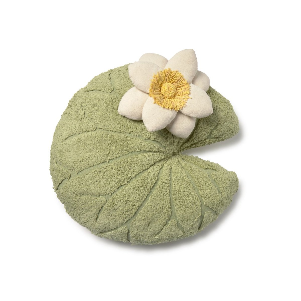 Coussin de sol Nénuphar SWAN LAKE matcha, naturel, soie de maïs, miel, LORENA CANALS
