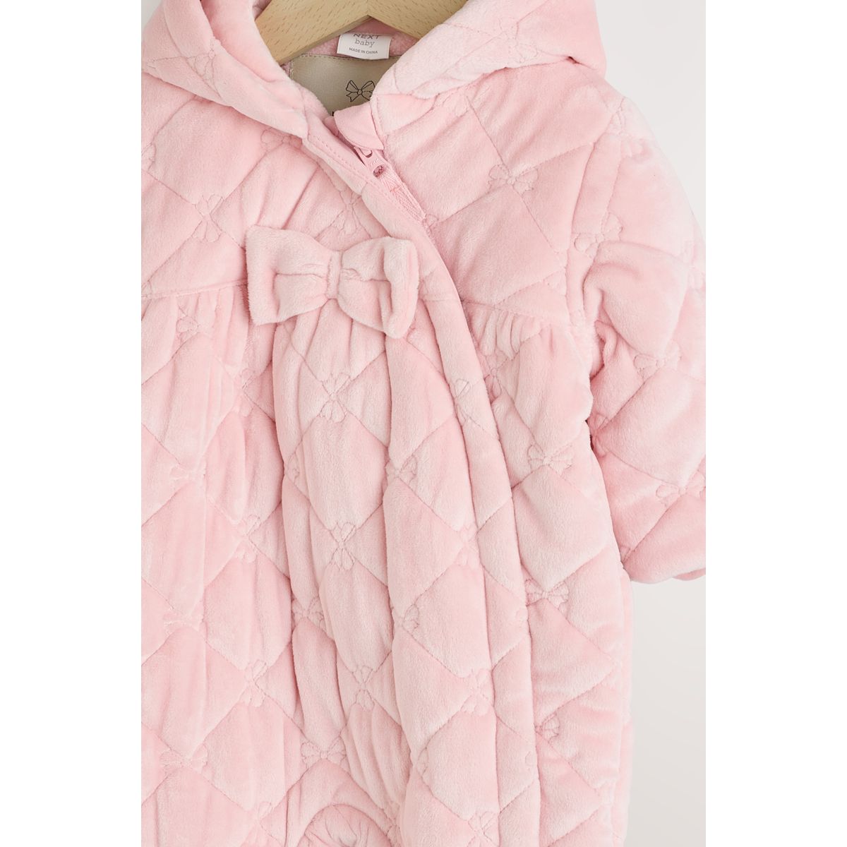 Combinaison bébé matelassée velours rose, NEXT