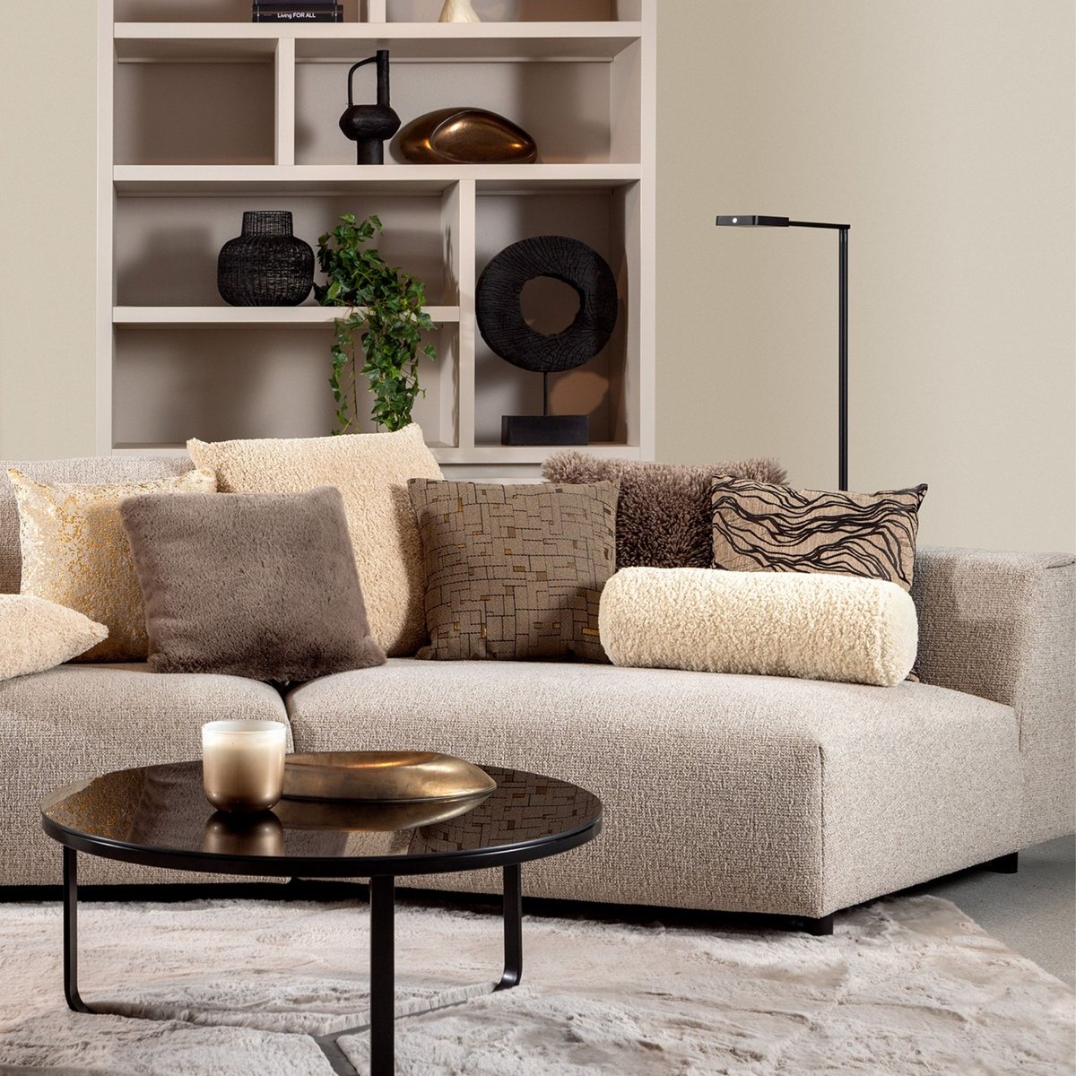 Housse de coussin Ibby taupe, DUTCH DECOR