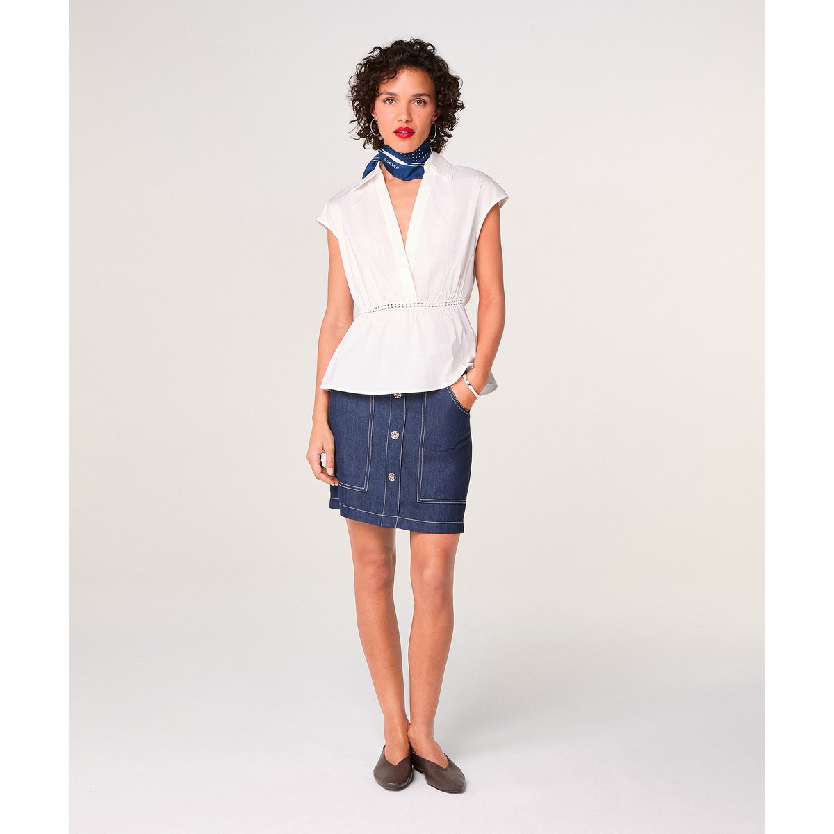 Top blanc en coton blanc, RODIER
