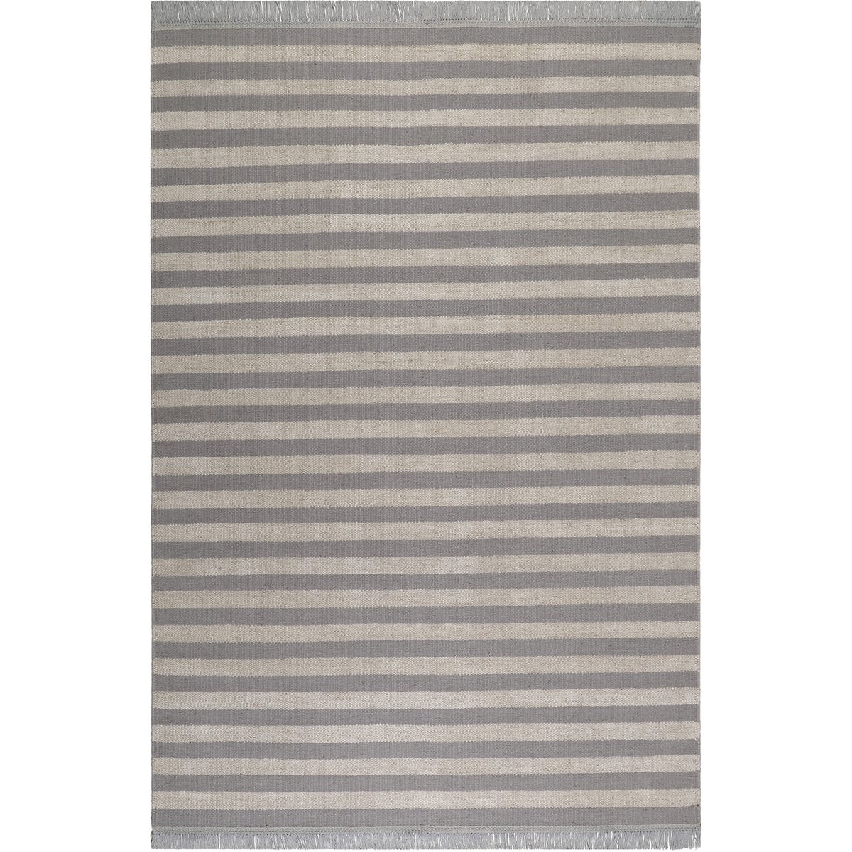 Tapis en laine et chanvre fait main frangé ,  NOBLE STRIPES nature, WECON HOME