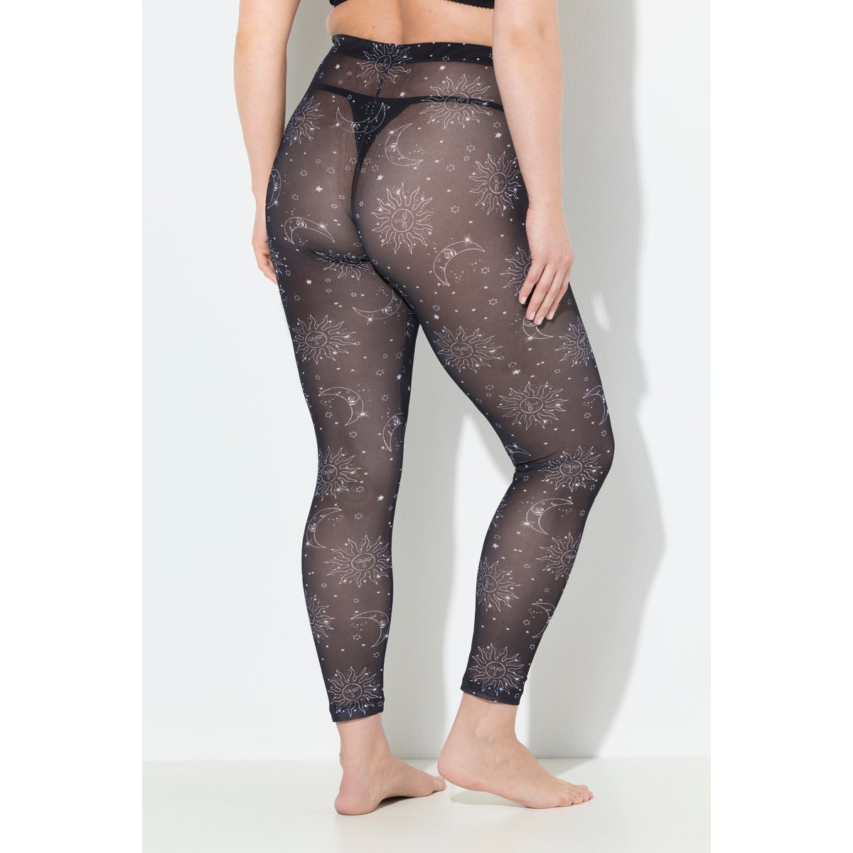 Legging-collant en mesh, soleils et lunes noir, ULLA POPKEN