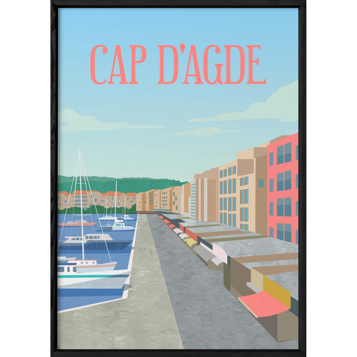 Affiche ville Cap d'Agde blanc, L'AFFICHERIE