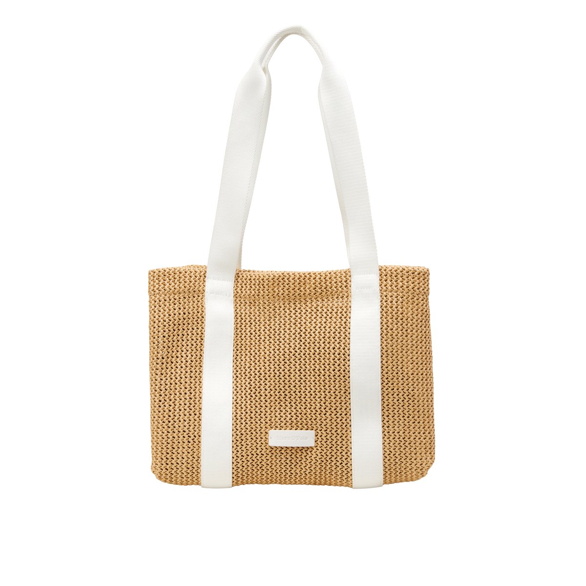 Shopper moyen en aspect crochet-rafia-bastingage beige, MARC O'POLO
