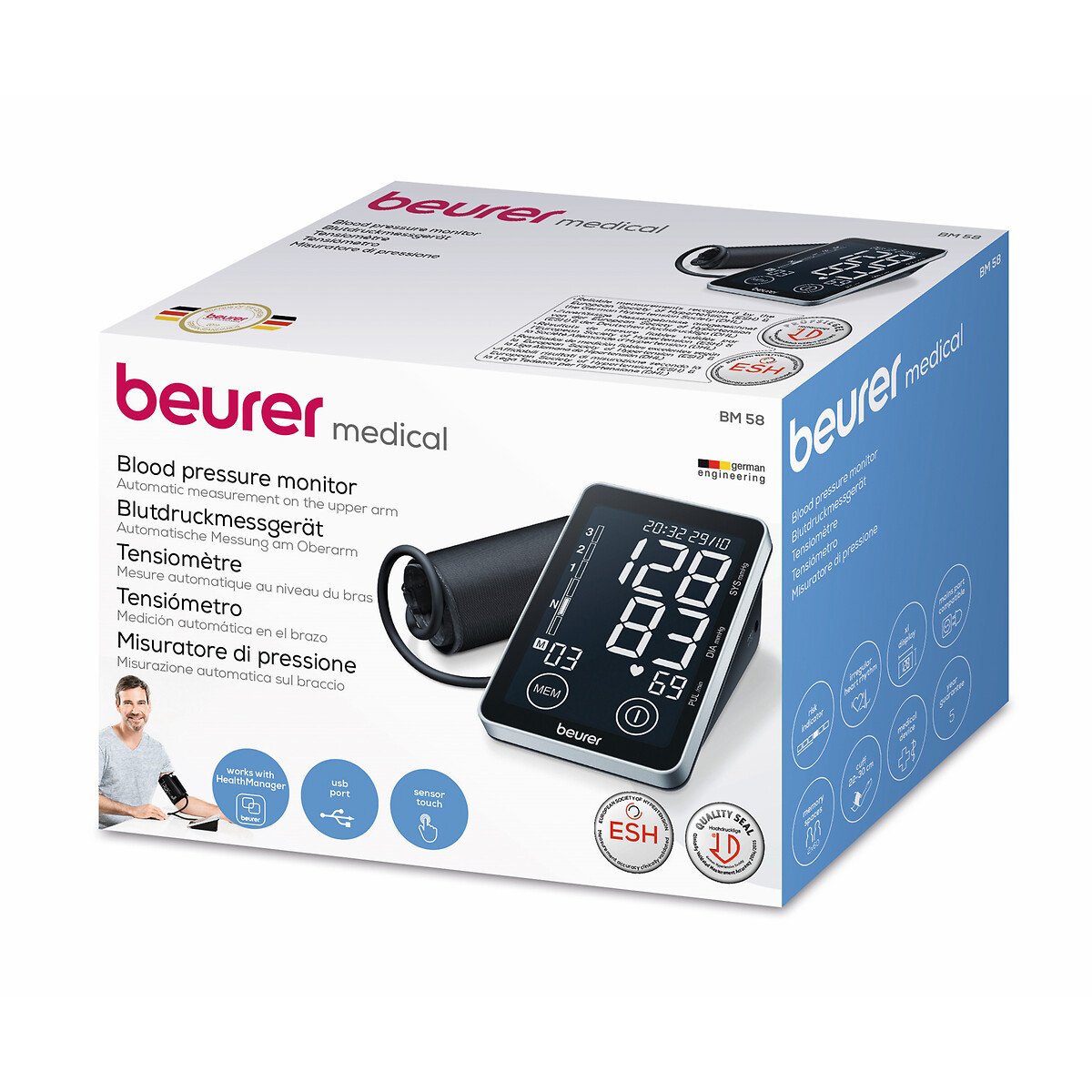 Tensiomètre bras USB BM58 noir, BEURER