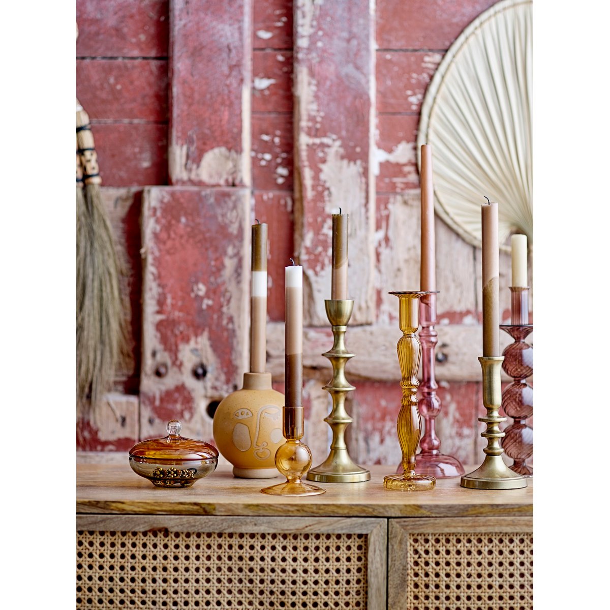 Bougeoir sur pied verre Daq mauve, BLOOMINGVILLE