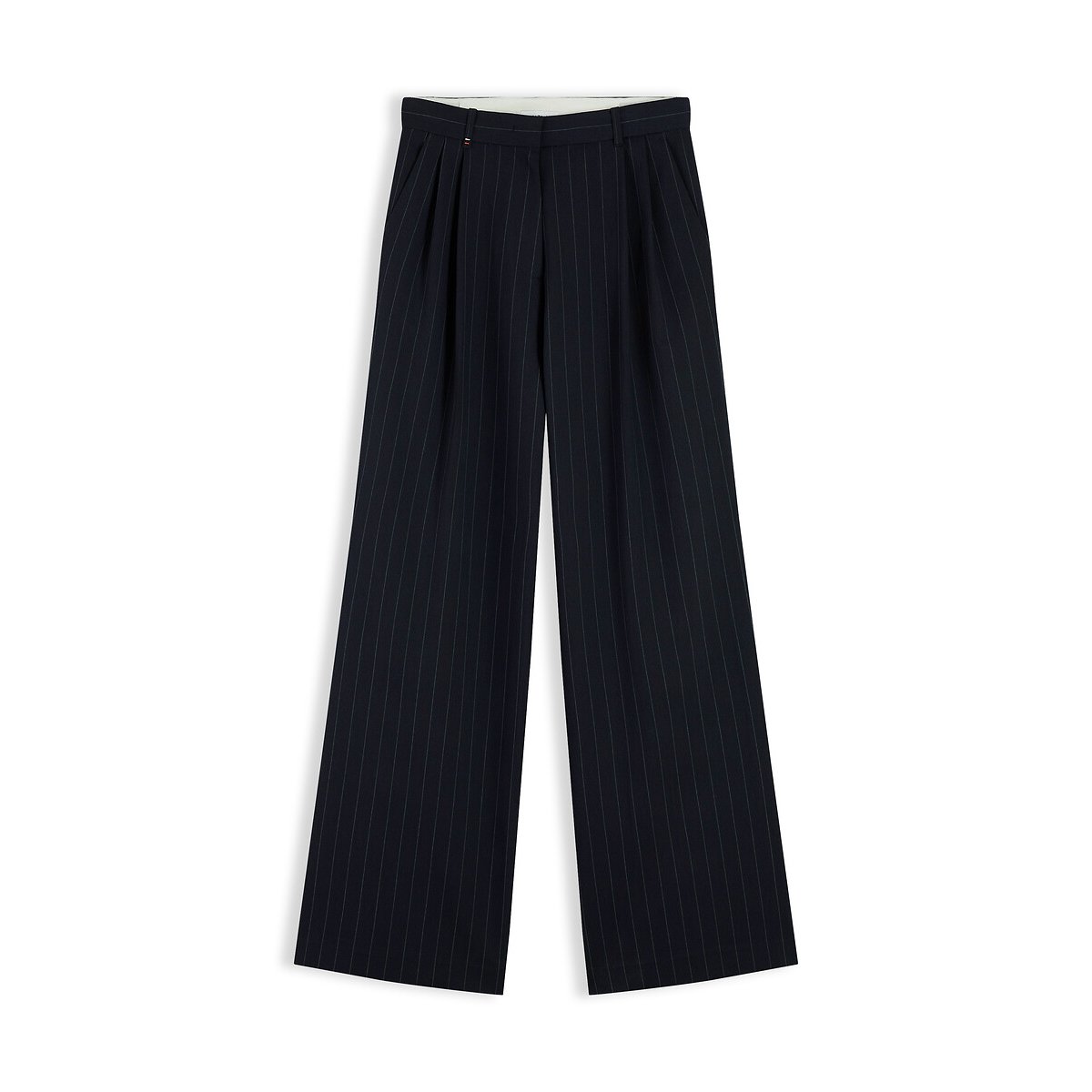 Pantalon large à pinces et fines rayures marine, TOMMY HILFIGER
