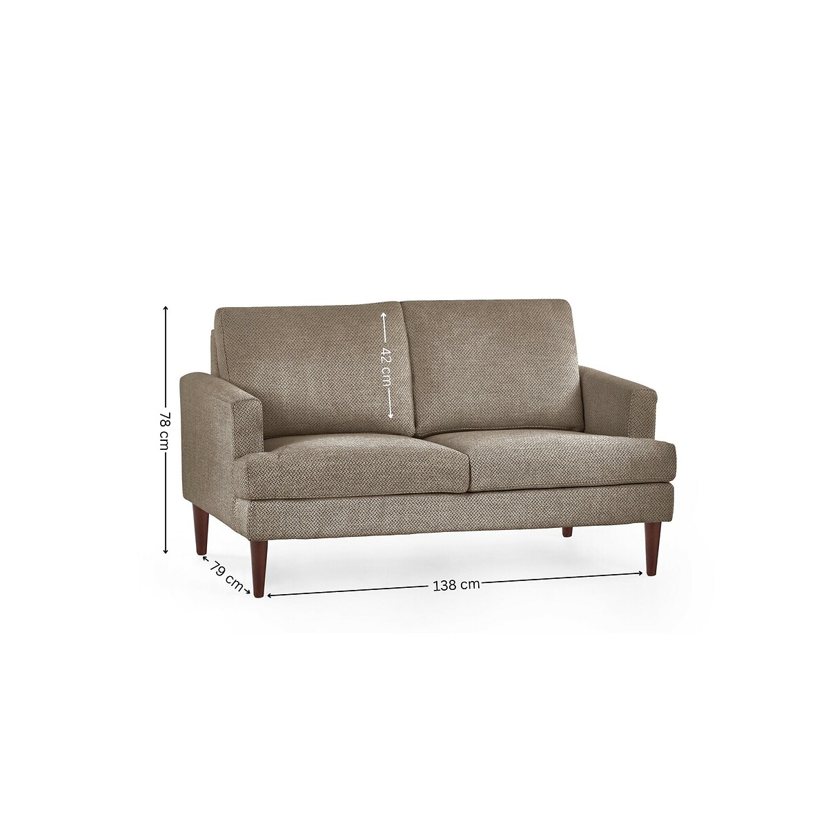 Evadne Woven Chenille Upholstered Compact 2 Seater Sofa taupe grey, SO'HOME