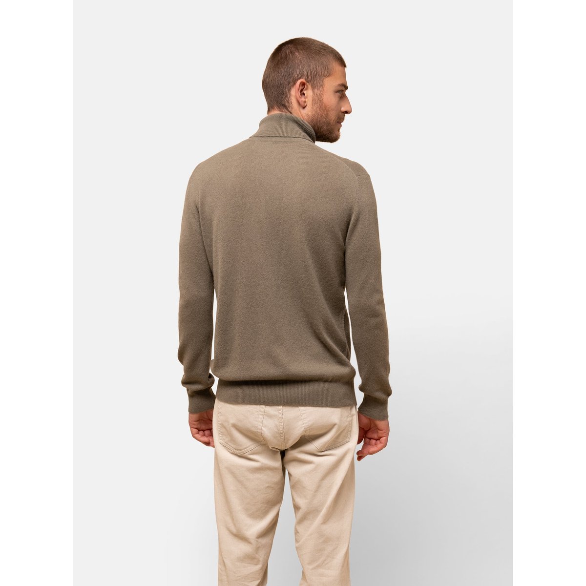 Pull Col Roulé Army Connor kaki, JUST CASHMERE