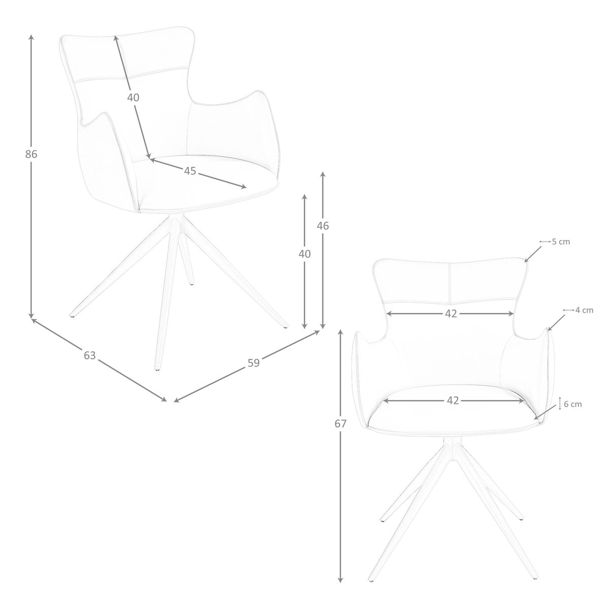 Chaise pivotante en similicuir blanc cassé | greige | sable, ANGEL CERDA