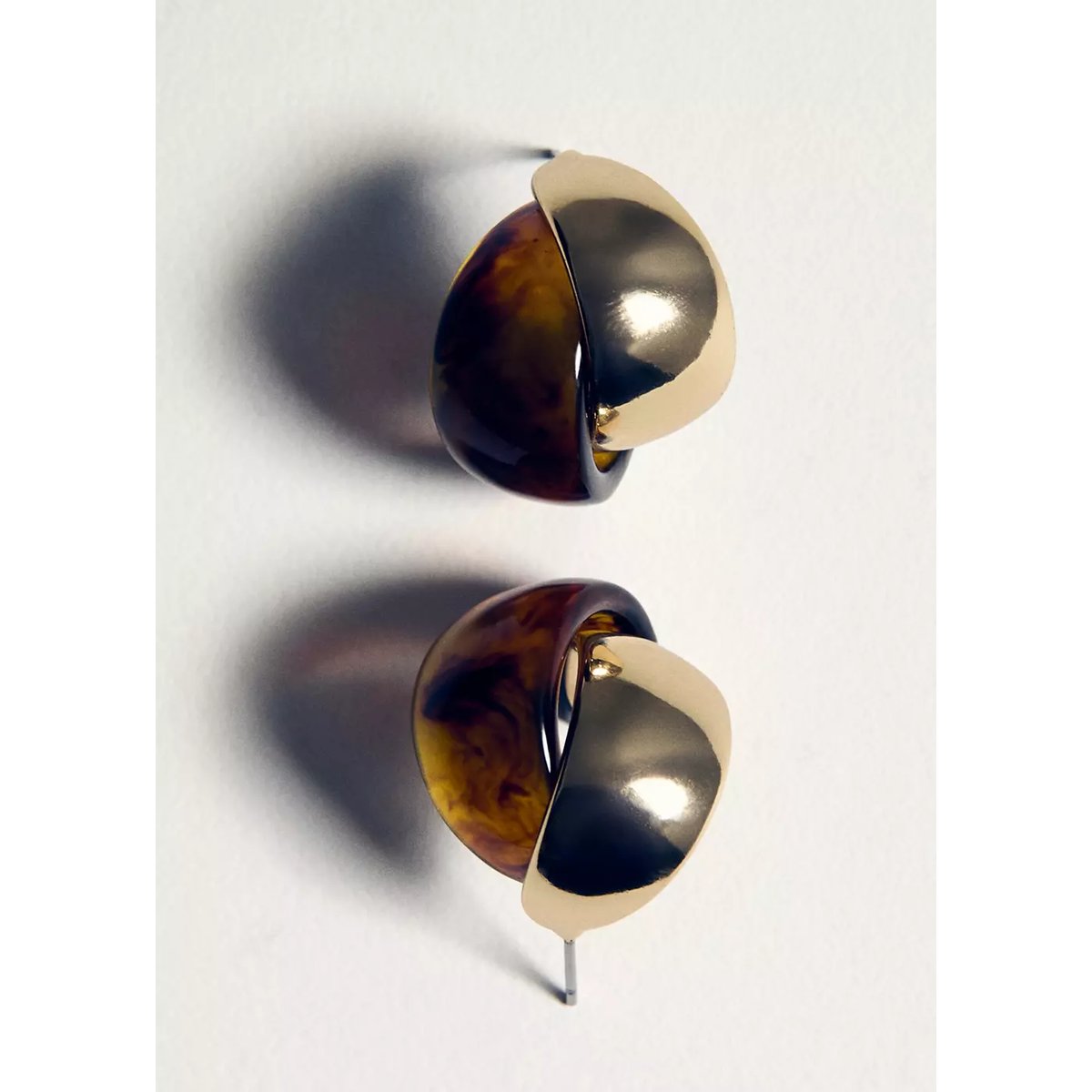 Boucles d'oreilles résine combinées or, MANGO