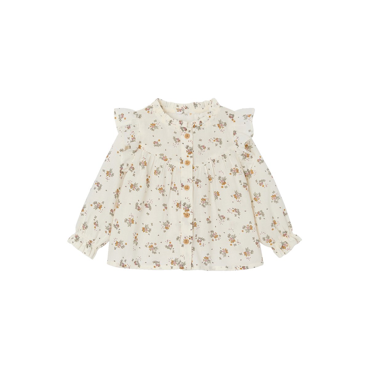 Blouse à volants bébé vanille, VERTBAUDET