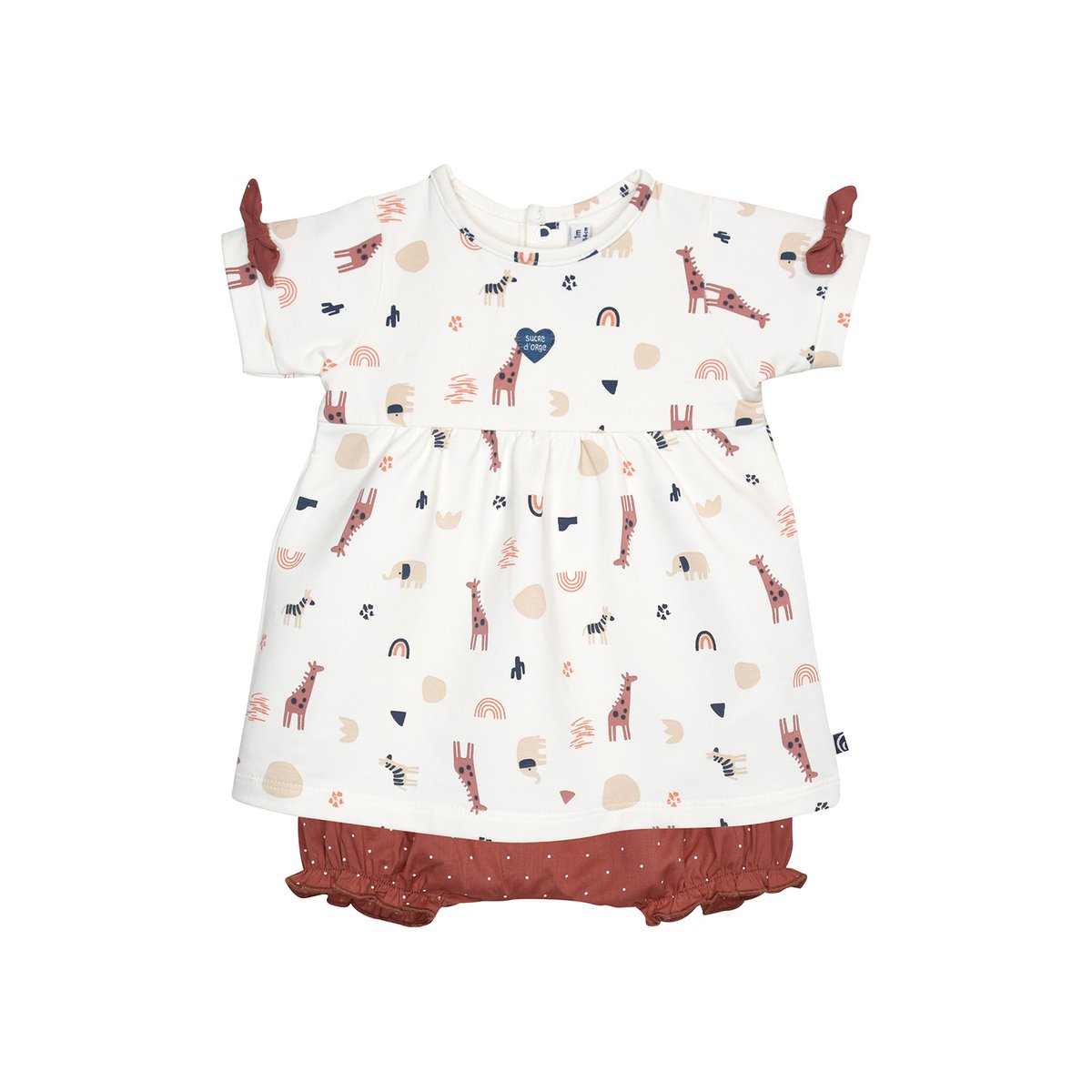 Robe bloomer giovana molleton manches courtes naissance blanc, SUCRE D'ORGE
