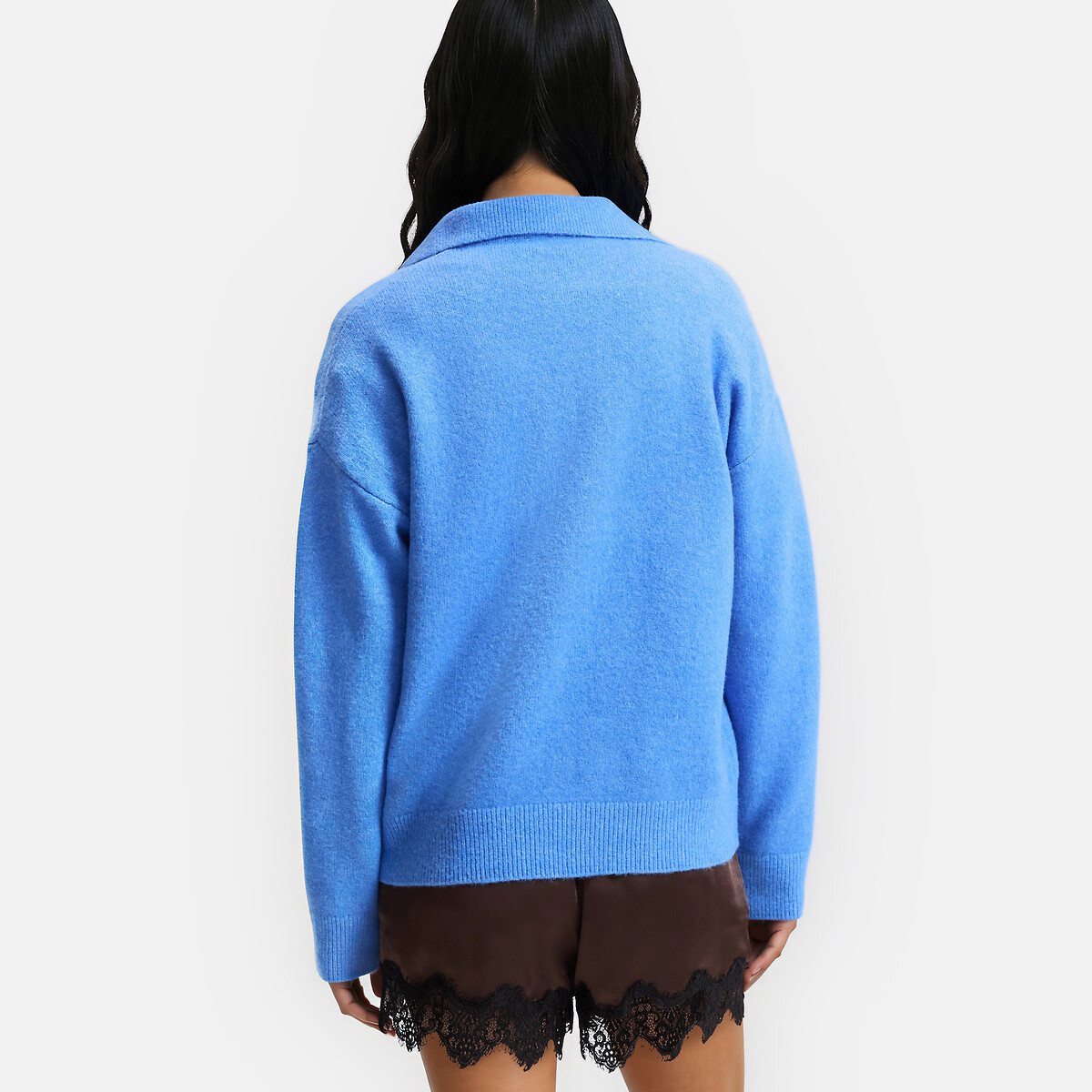 Maglione ampio con collo a polo blu elettrico, LA REDOUTE COLLECTIONS