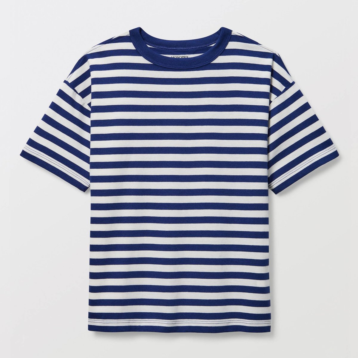 T-shirt manches courtes rayé en coton BIO GOTS penombre, MONOPRIX