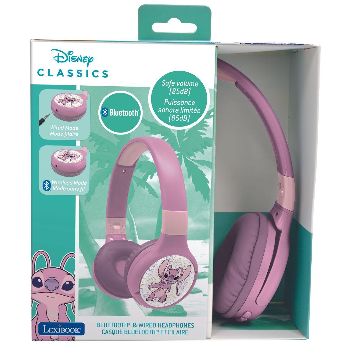 Casque 2 en 1 Bluetooth® et Filaire confortable et pliable Angel rose, LEXIBOOK