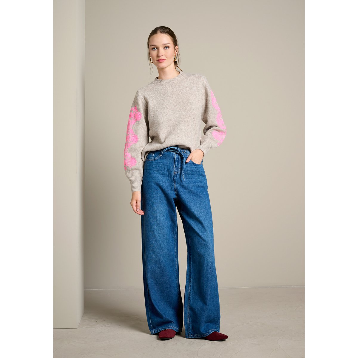 Jean large taille haute medium blue, LOLALIZA