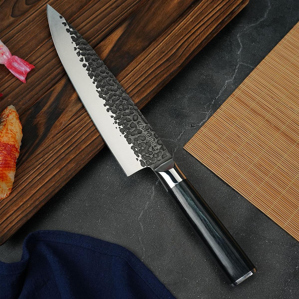 Couteau de chef noir 34cm avec étui - "Sen" couleur unique, LAGUIOLE CUISSON