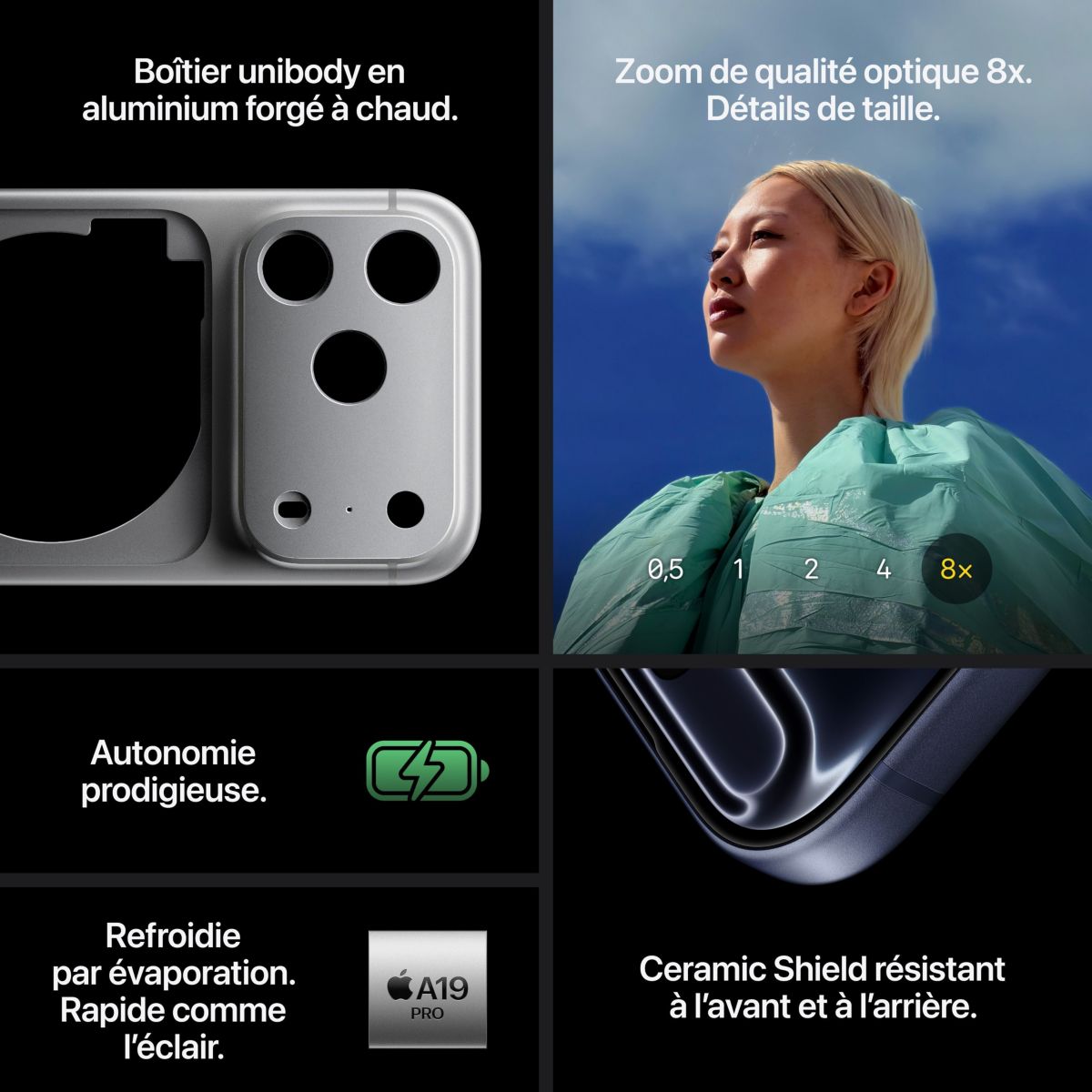 Smartphone iPhone 17 Pro Max 5G 512Go Argent couleur unique, APPLE