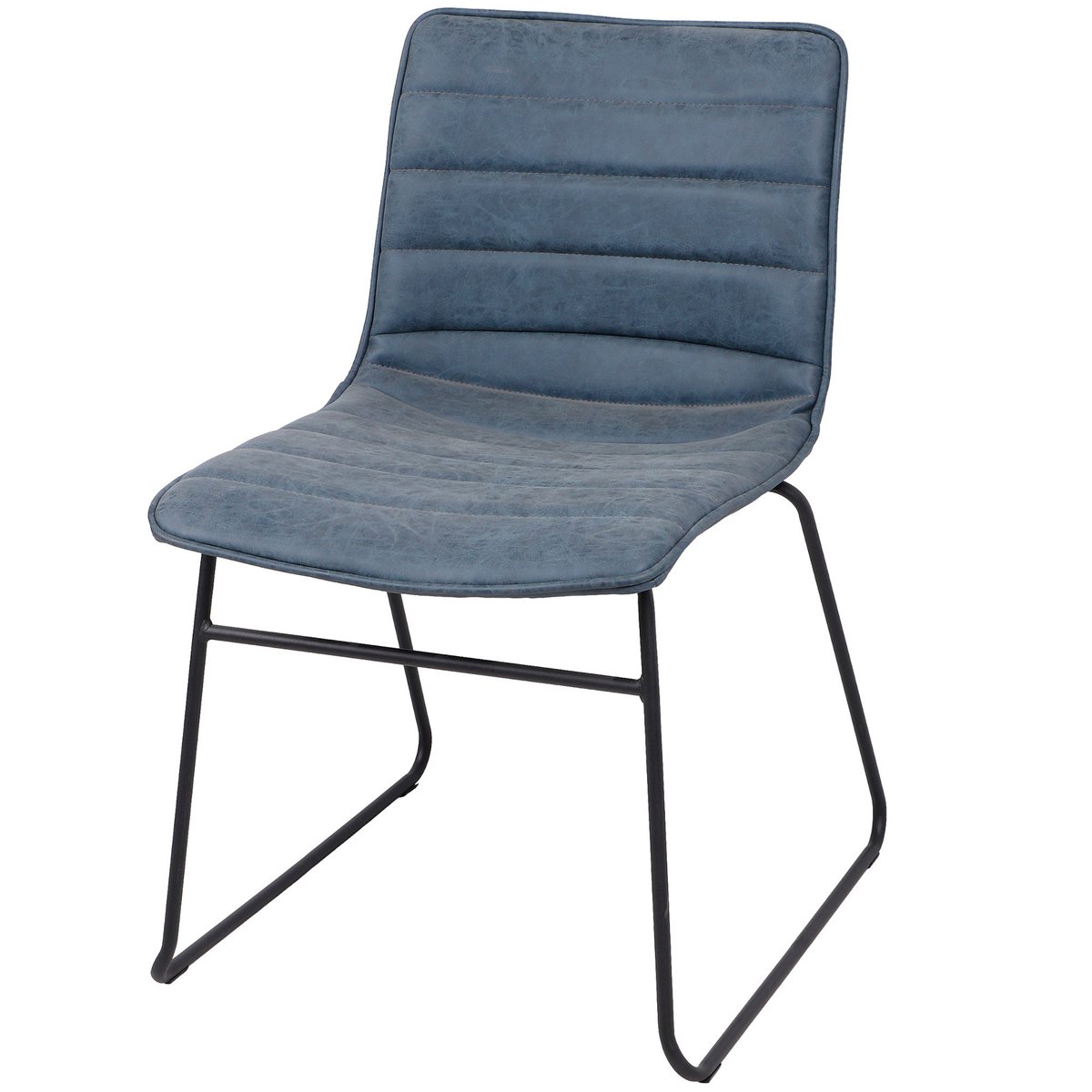 Chaise vintage en similicuir bleu 55x45x78cm bleu, WADIGA