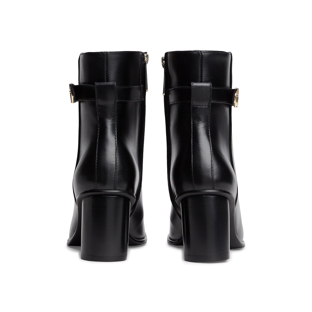 Stivaletti in pelle con tacco largo nero , TOMMY HILFIGER