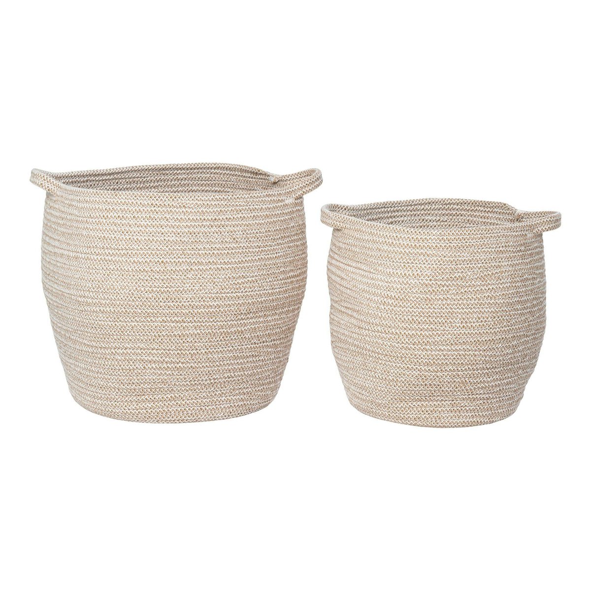 Panier de rangement en coton forme jarre avec poignées (lot de 2) beige, PIER IMPORT