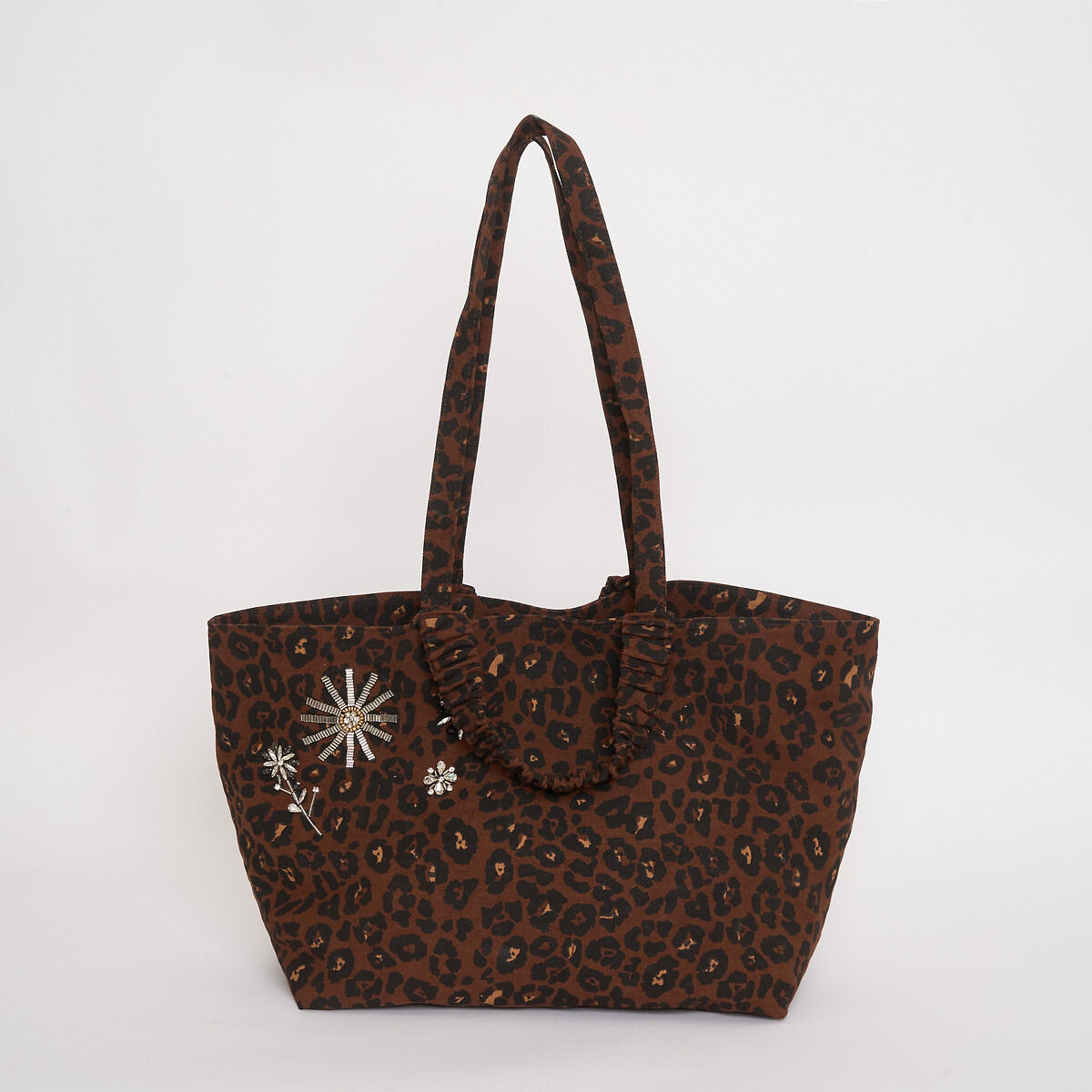 Borsa shopping con stampa leopardata, SIXTINE fantasia leopardata, PETITE MENDIGOTE