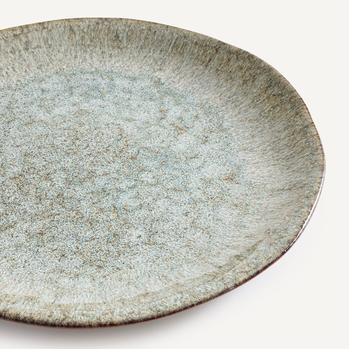 Lot de 4 assiettes plates, en grès émaillé réactif, DÉNIA vert de gris, AM.PM