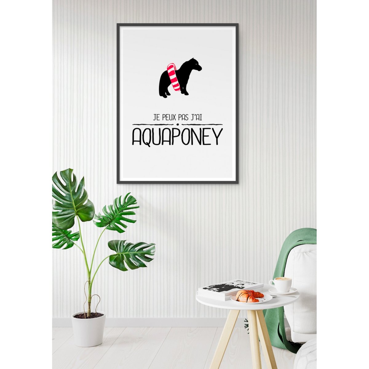 Affiche 'Je peux pas j'ai aquaponey' blanc, L'AFFICHERIE