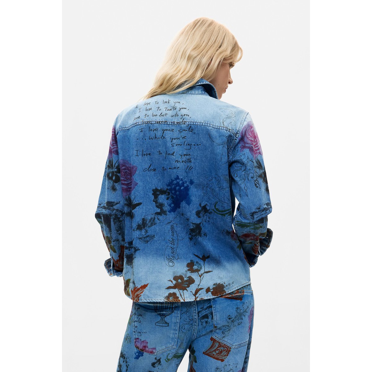 Chemise en denim imprimée bleu clair, DESIGUAL