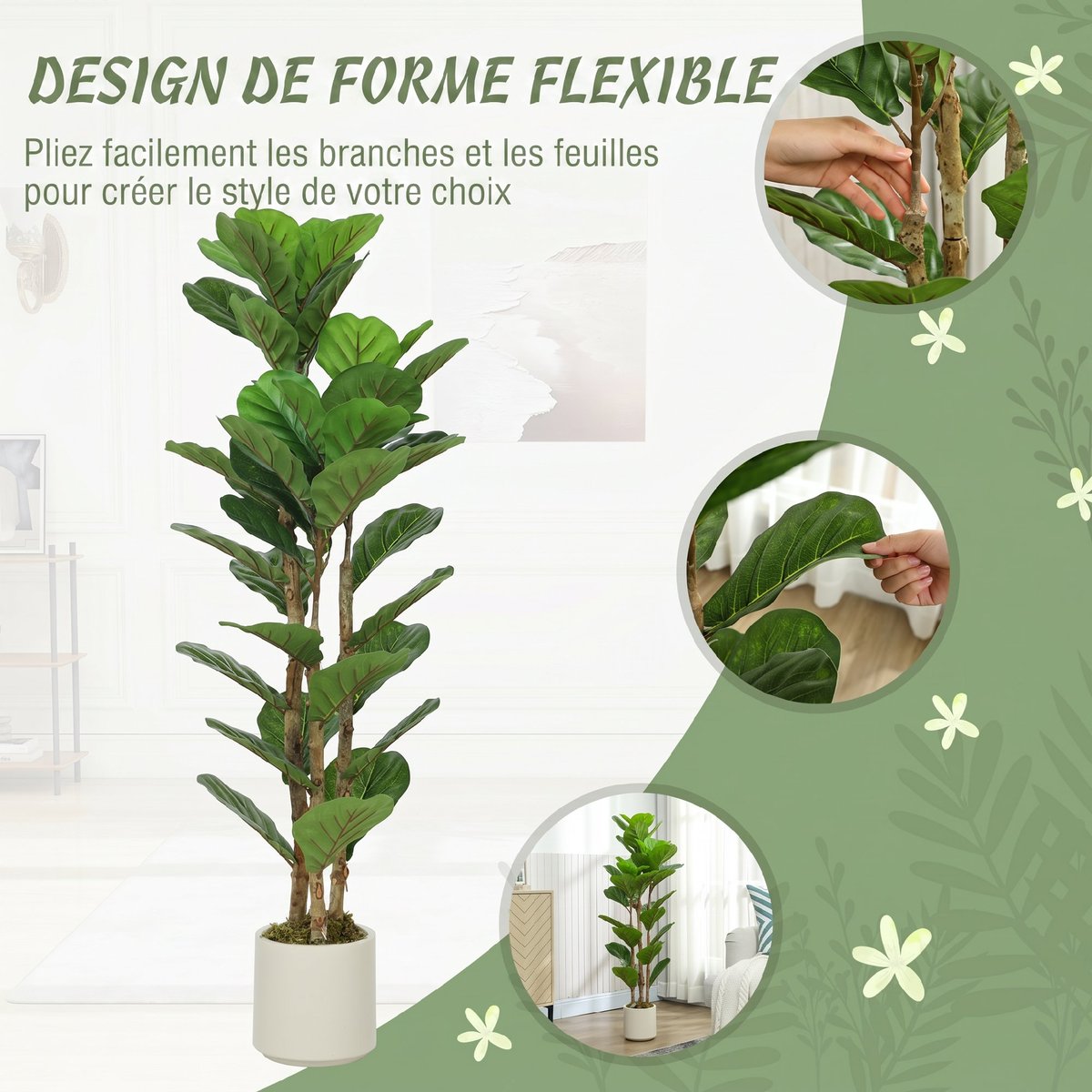 Plantes artificielles PEVA Vert vert, HOMCOM