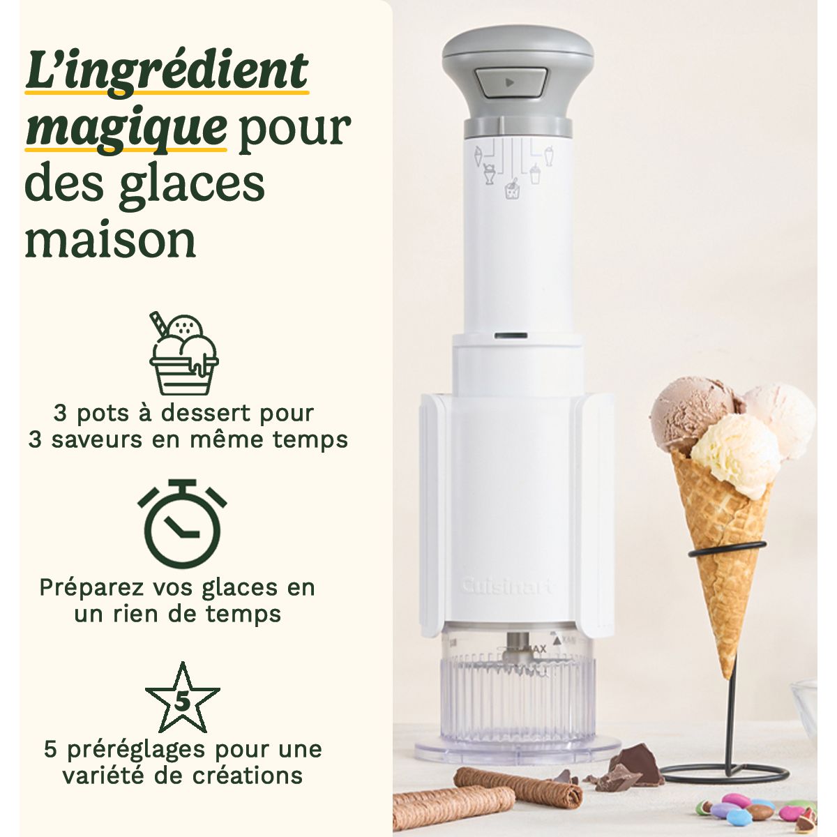 Sorbetière Freeze Wand ICEFD10E couleur unique, CUISINART