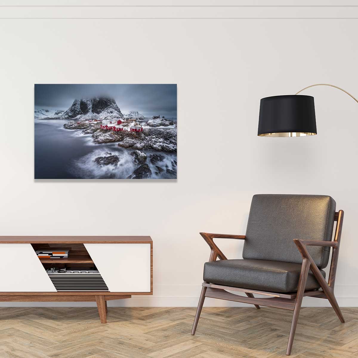 Tableau hiver magique aux lofoten tableau alu dibond, HEXOA