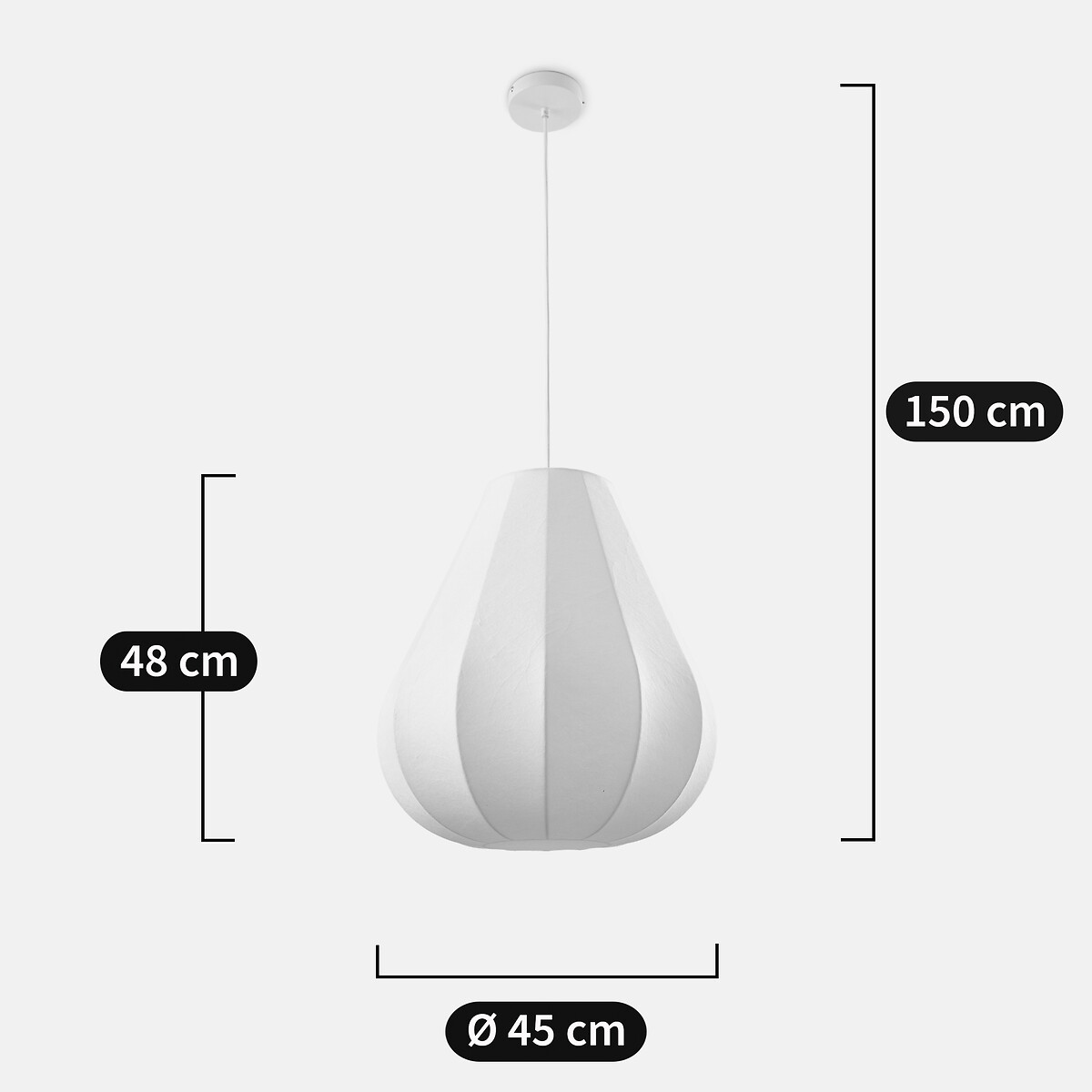 Hanglamp, diameter 45 x hoogte 48 cm, PALUPO wit, LA REDOUTE INTERIEURS