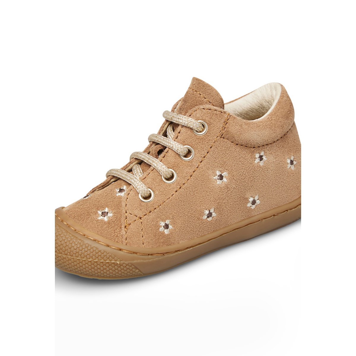 Chaussures premiers pas en daim COCOON EMBR.DAISIES marron-platine, NATURINO
