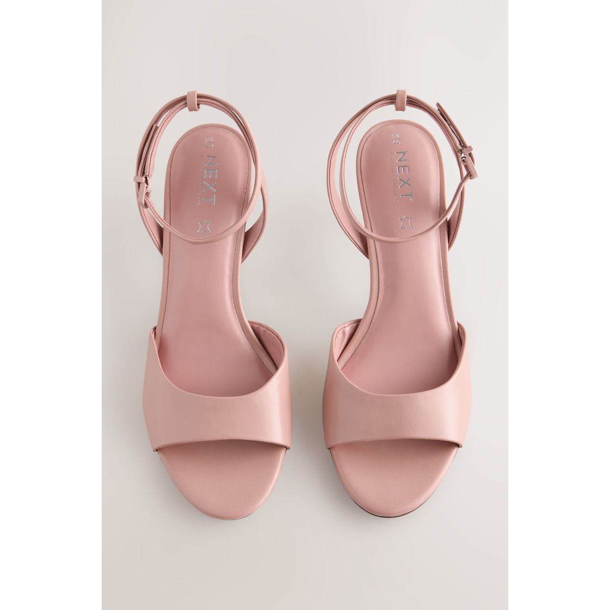 Sandales ouvertes en cuir rose, NEXT