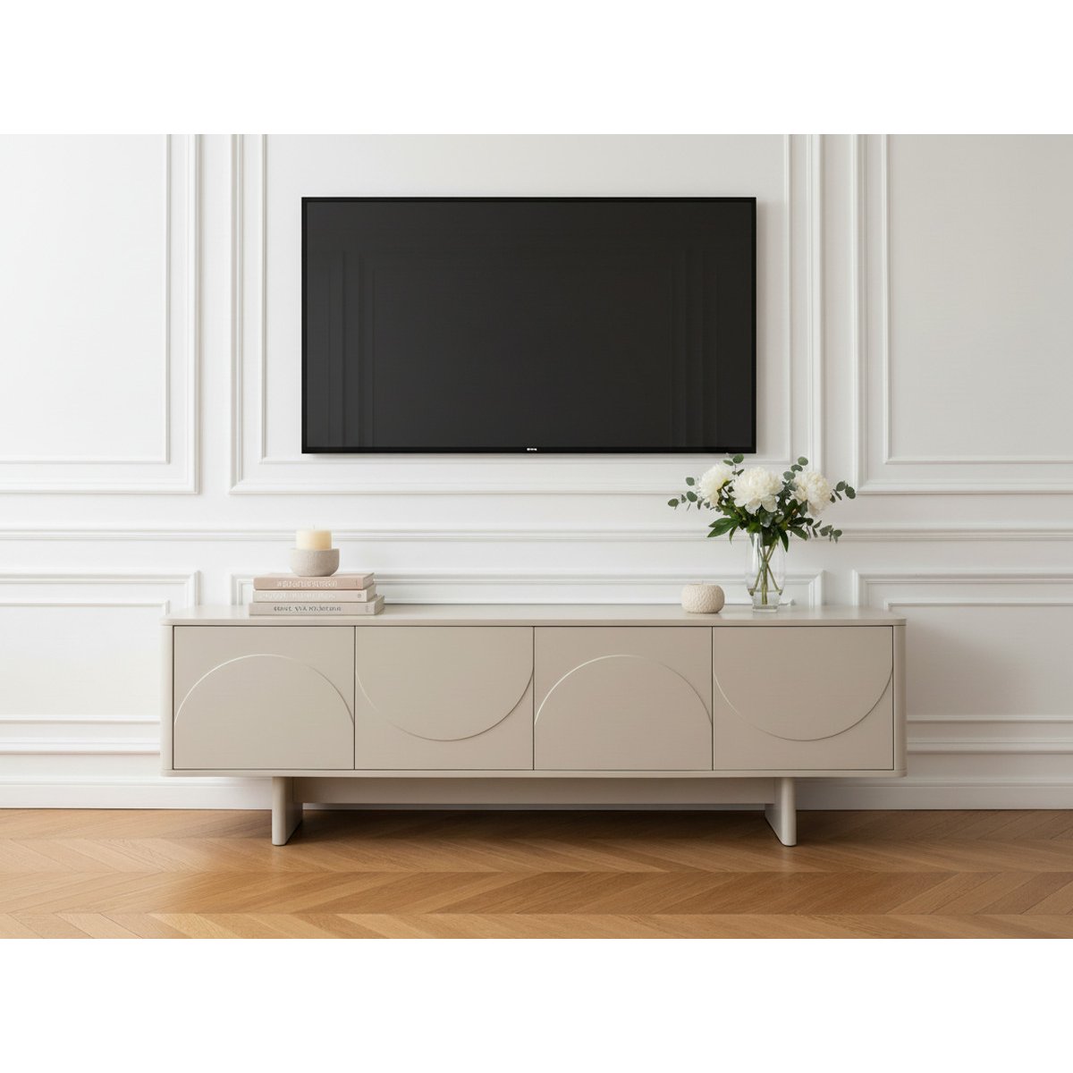 Meuble TV 180 cm MDF, ESTEBAN beige, BOBOCHIC