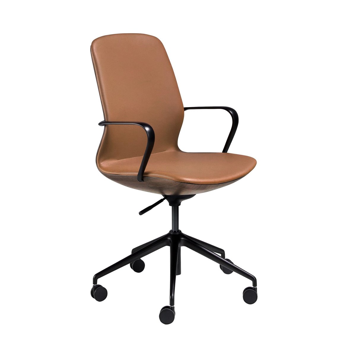 Fauteuil de bureau pivotant en similicuir marron | noir, ANGEL CERDA
