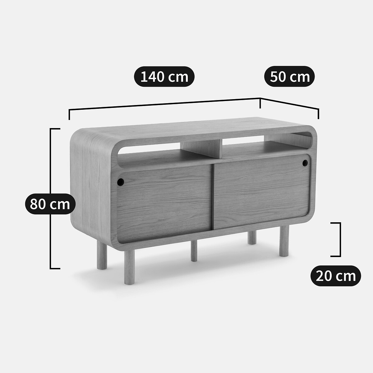 Mobile lavabo doppio vintage, PALMO quercia, LA REDOUTE INTERIEURS