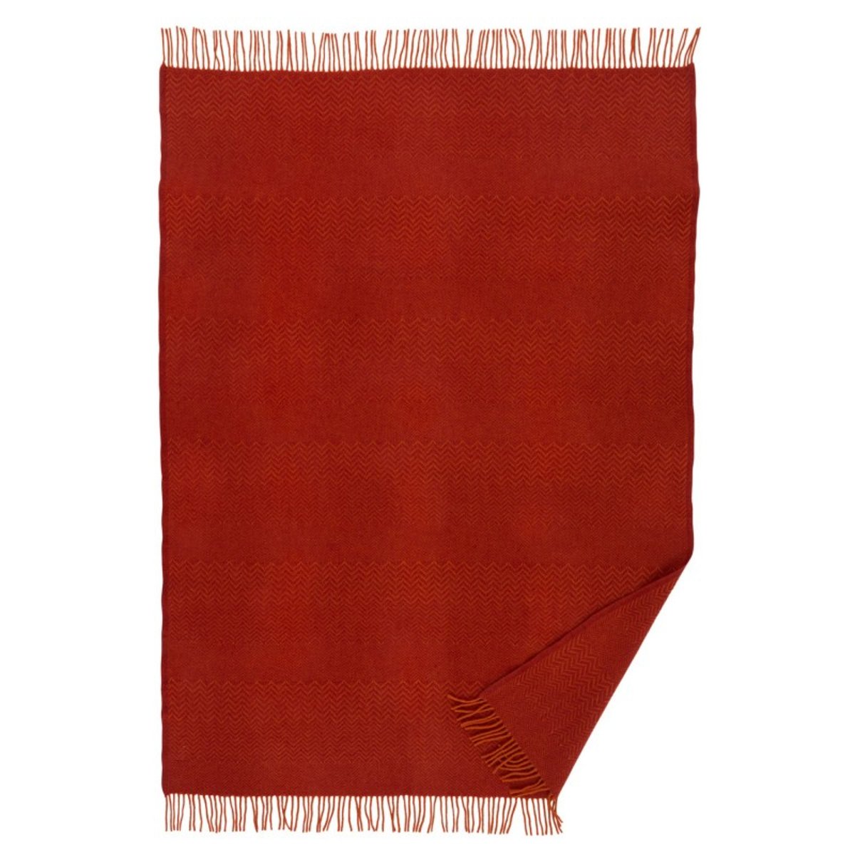 Plaid laine agneau bio motif ZIGZAG rouge, KLIPPAN