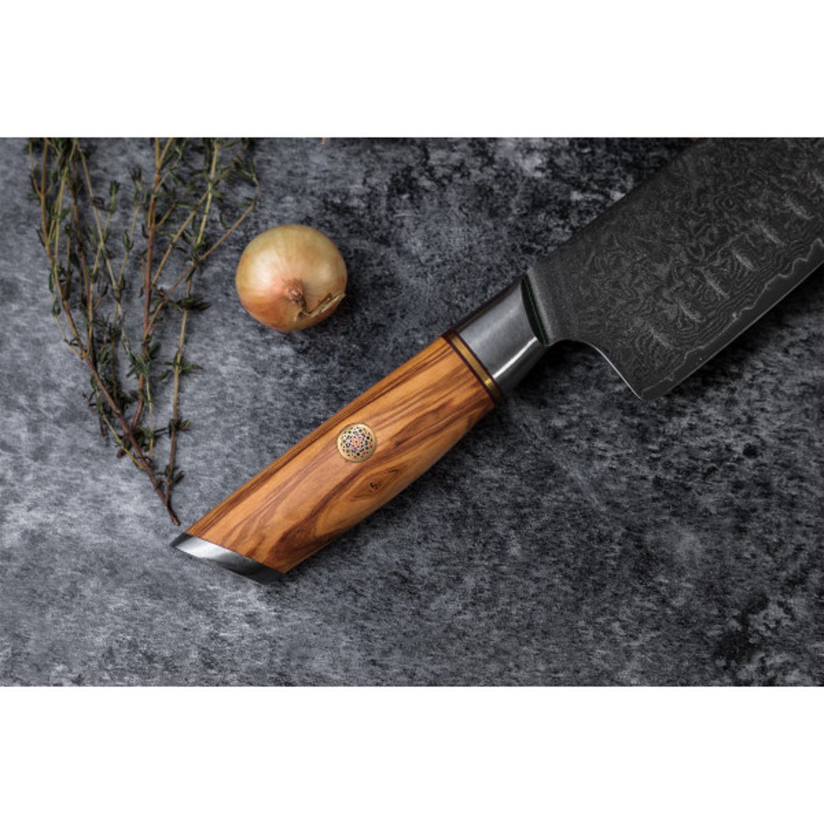 Couteau de cuisine Olive Damas modèle Santoku 18cm v002237, FUKITO