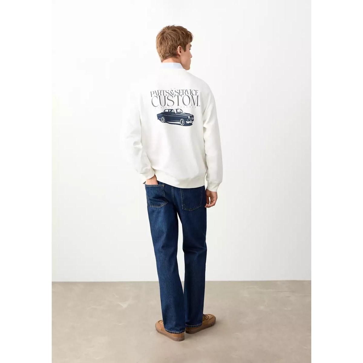 Sweat-shirt coton imprimé blanc cassé, MANGO TEEN